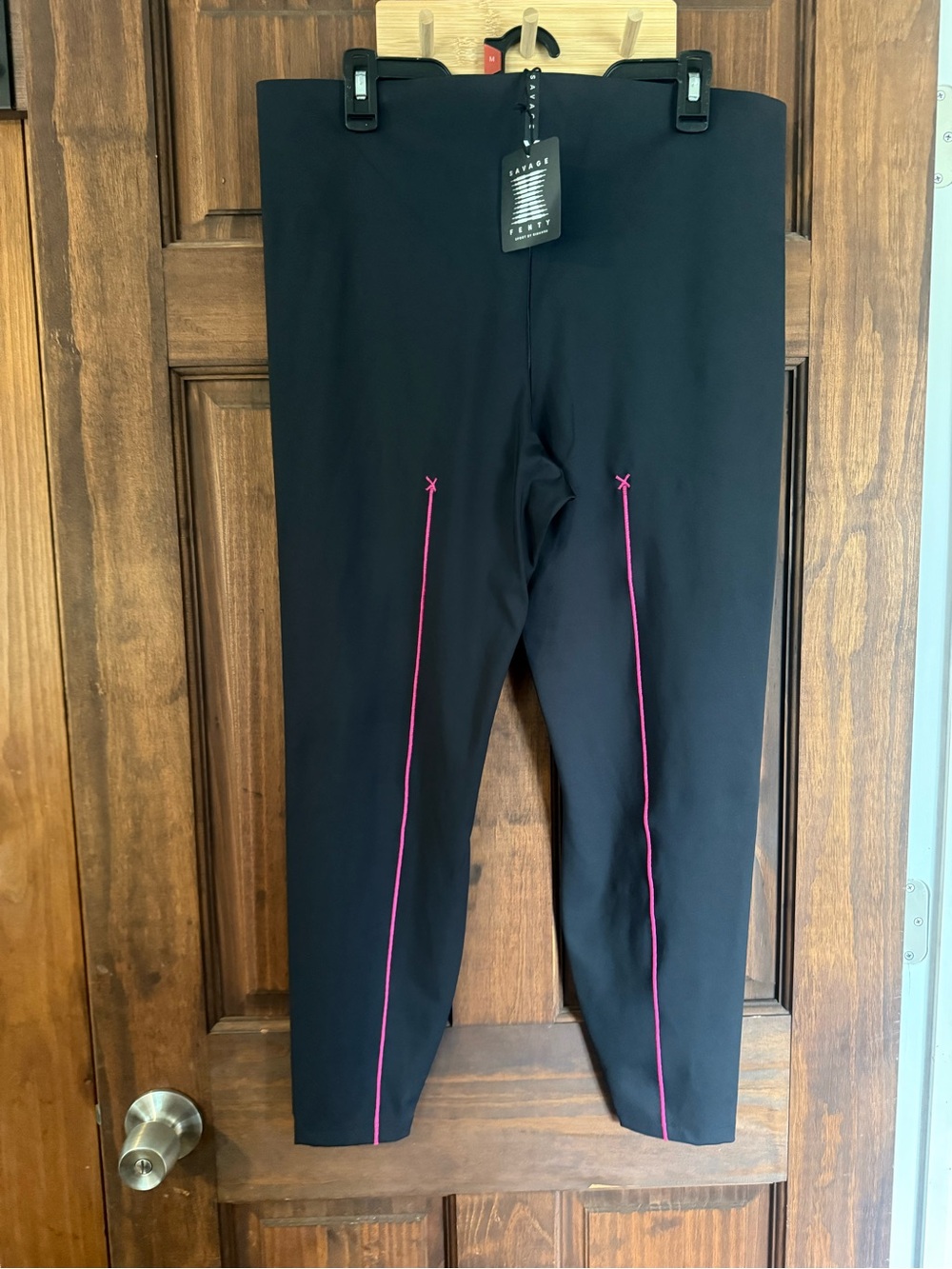 Fenty Beauty Black Kids Leggings with Pink Stitching